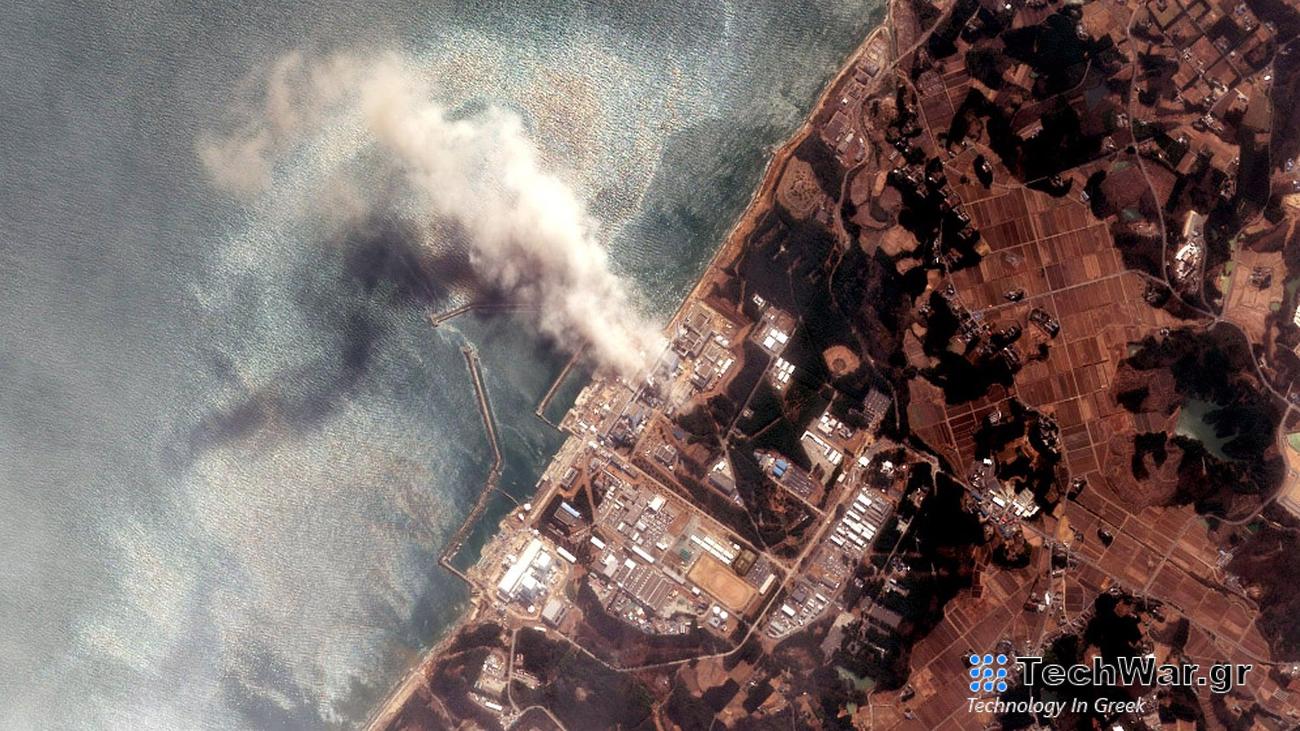 Aerial view of Fukushima nuclear reactor meltdown