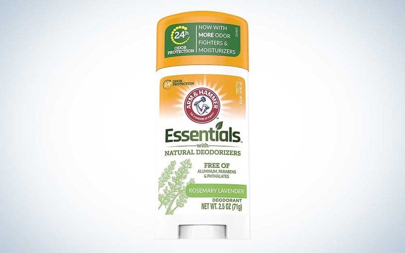 Arm & Hammer essentials aluminum-free deodorant on a plain background
