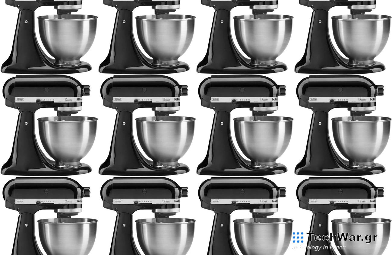 A tiled sequence of the KitchenAid Classic Series 4.5 Quart Tilt-Head Stand Mixer.